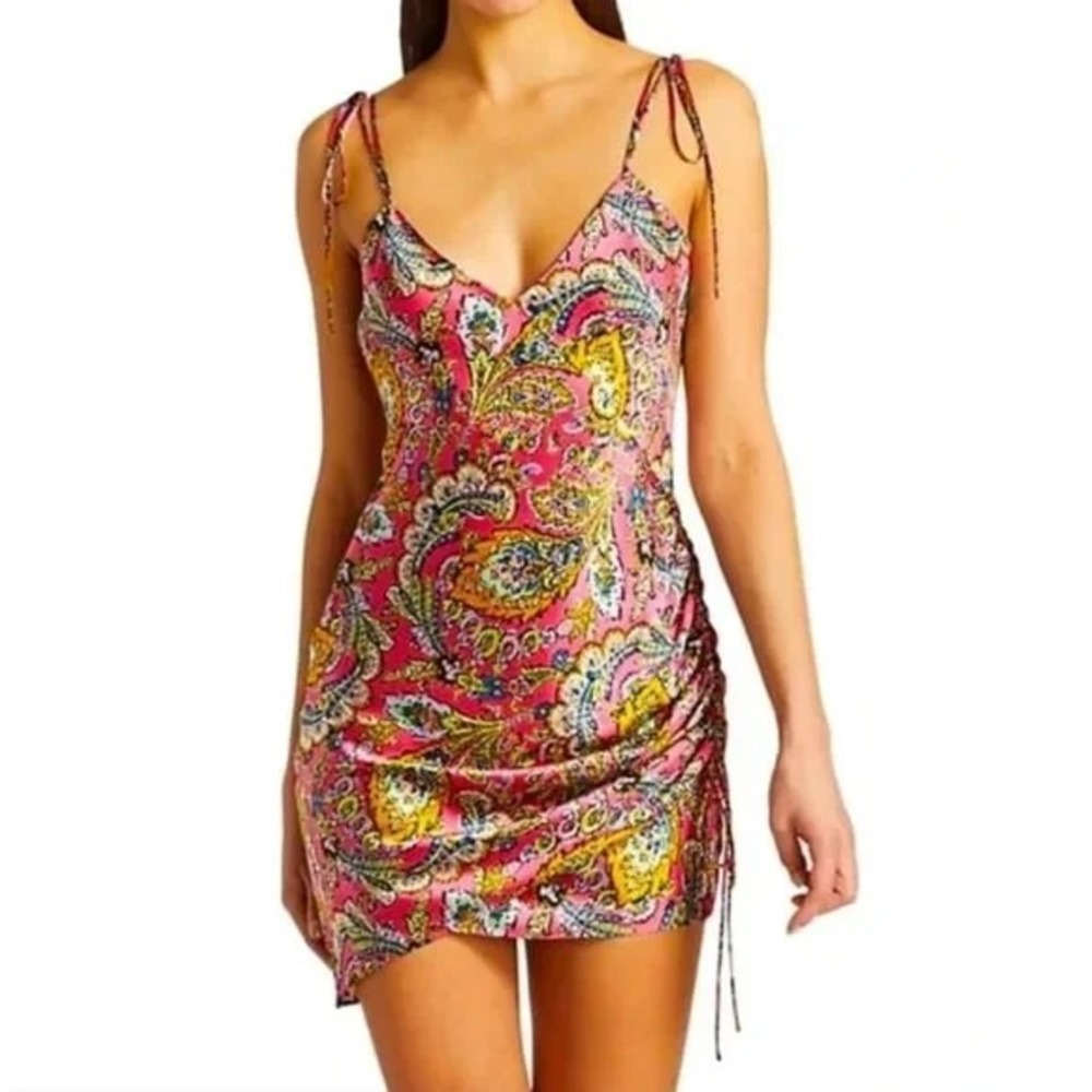 NWT Cinq a‎ Sept | Aja Paisley 100% Silk Mini Slip Dress Sz 12 in Primrose Multi